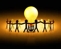 team joining hands